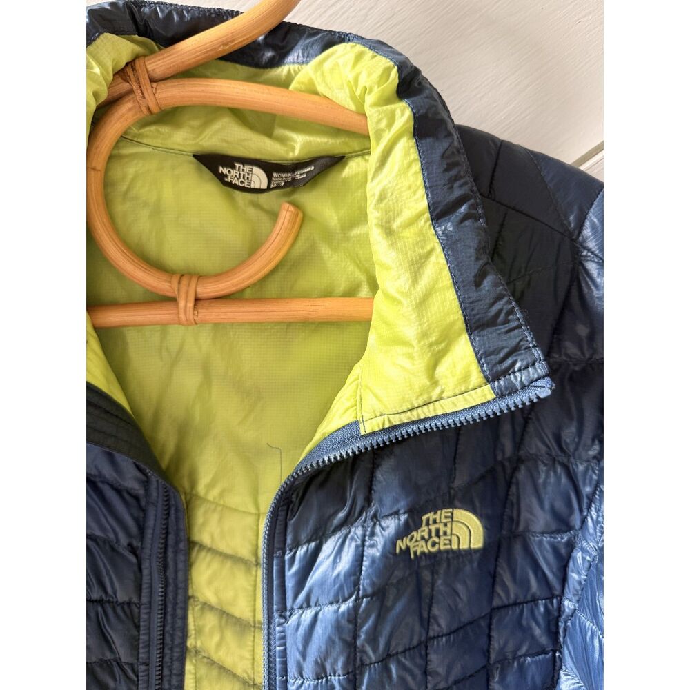 The North Face Navy + Lime Quilted Jacket | M